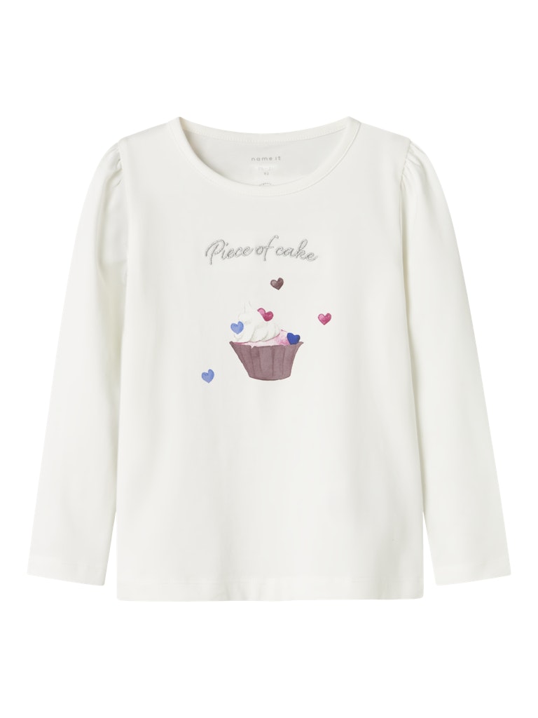 NAME IT Netta Long Sleeve Top-Cloud Dancer Cloud Dancer front view