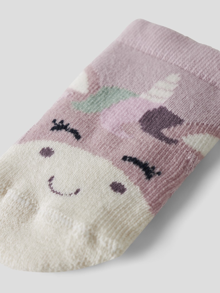NAME IT Unicorn Terry Frotte Sock-Burnished Lilac Burnished Lilac model front view
