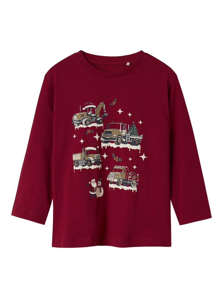 NAME IT Rejulli Long Sleeve Top-Jester Red Jester Red front view