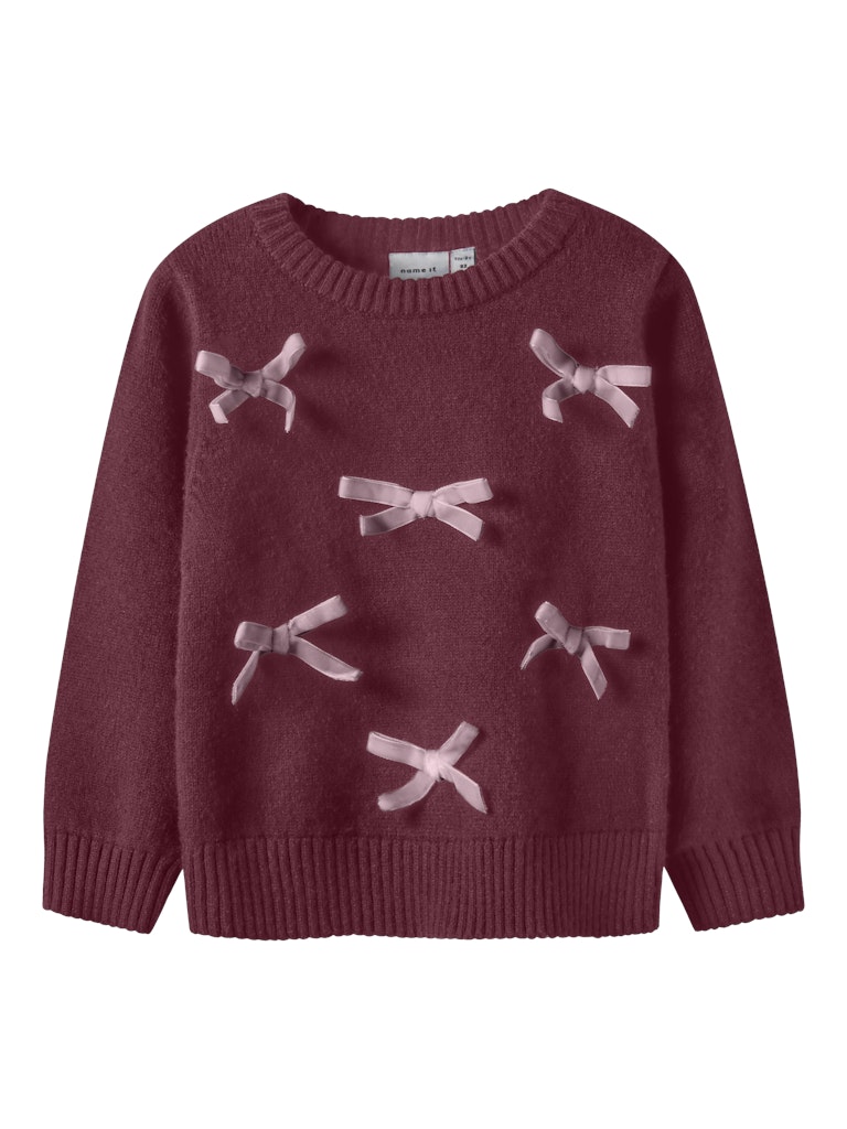NAME IT Ronja Long Sleeve Knit-Burgundy Burgundy front view