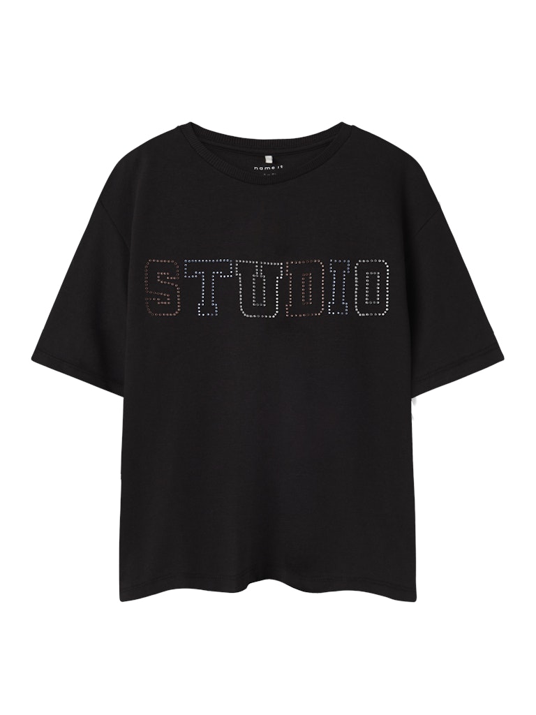 NAME IT Rosalie Short Sleeve Top-Black Black front view