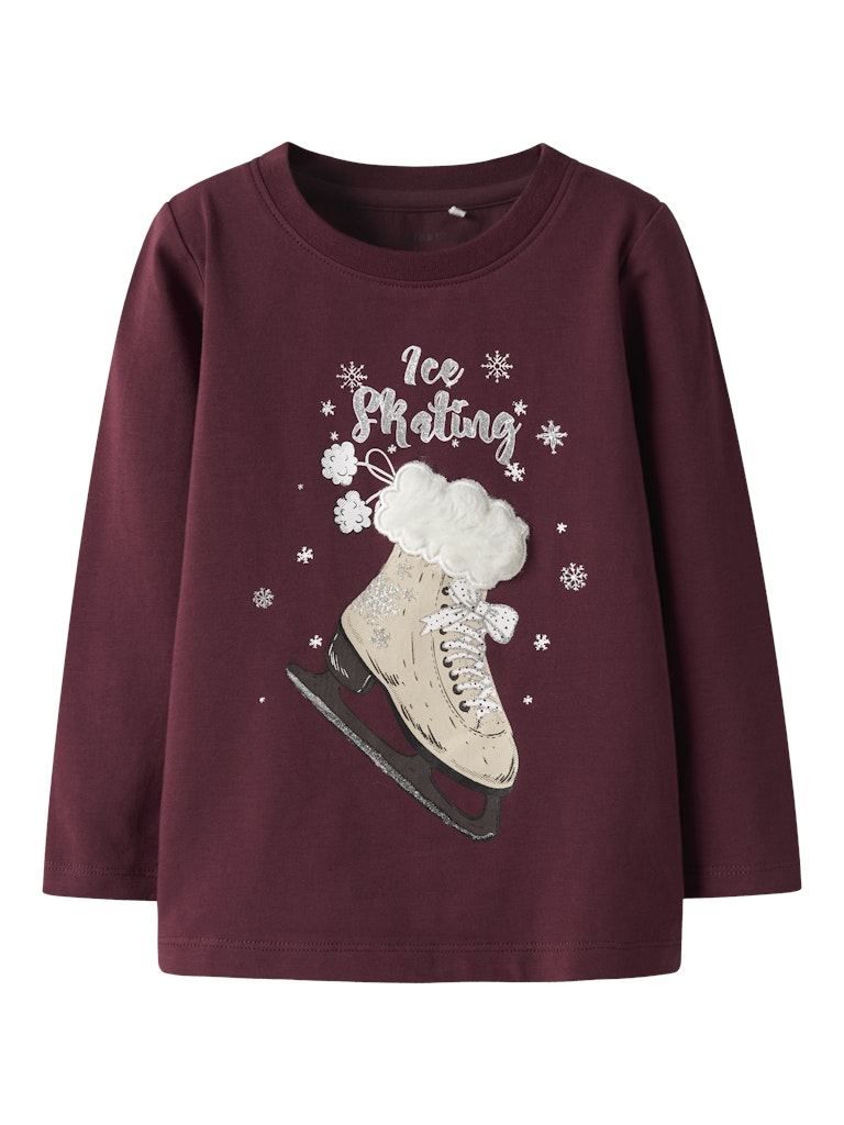 NAME IT Sedra Long Sleeve Top-Burgundy Burgundy front view