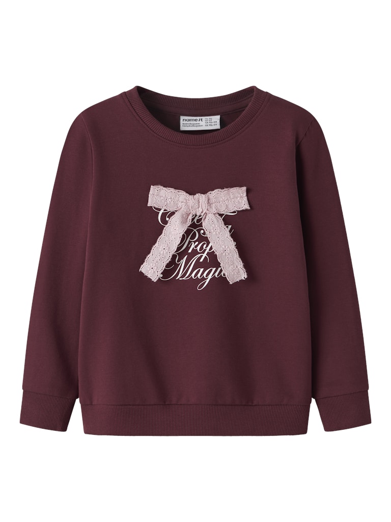 NAME IT Setina Long Sleeve Sweat Burgundy model front view