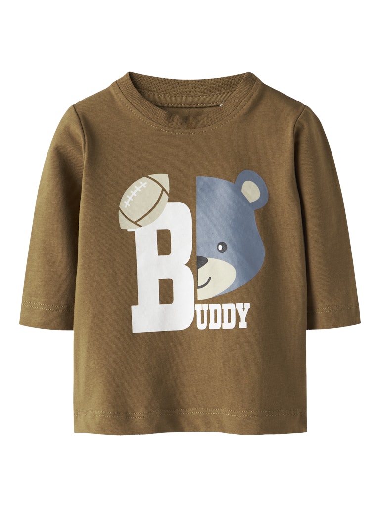 NAME IT Shout Long Sleeve Top-Rubber Rubber front view