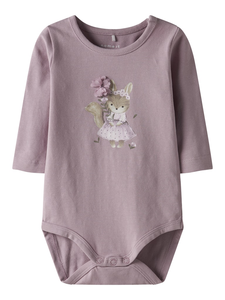 NAME IT Sunshine Long Sleeve Bodysuit-Keepsake Lilac Keepsake Lilac front view