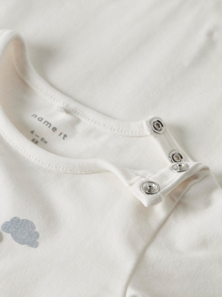 Boy's Kopilot Long Sleeve Top - Cloud Dancer-Collar Button View