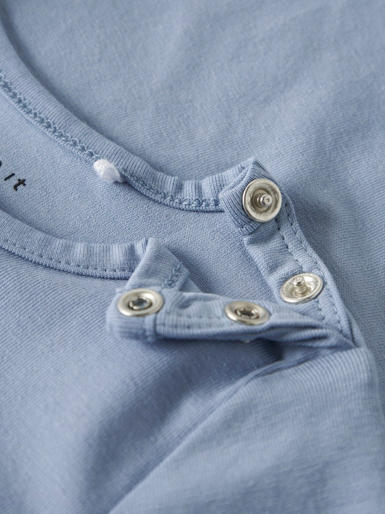 Life Long Sleeve Top-Dusty Blue-Snap Button View