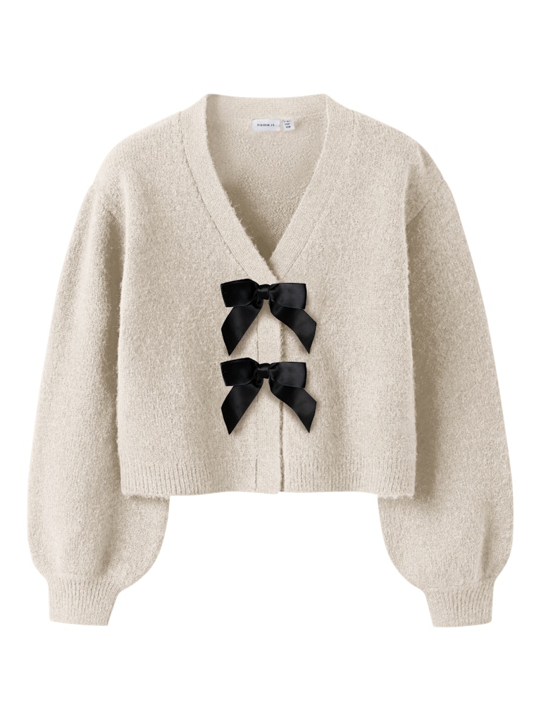 Rina Black Bow Cardigan-Cement
