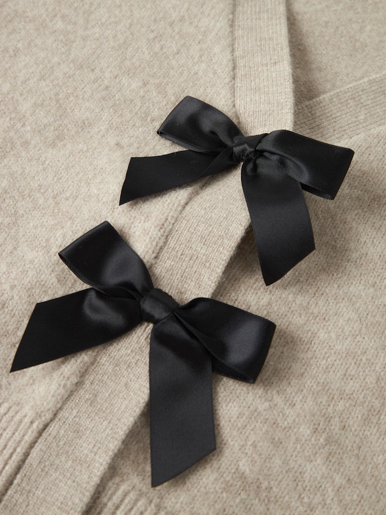 Rina Black Bow Cardigan-Cement