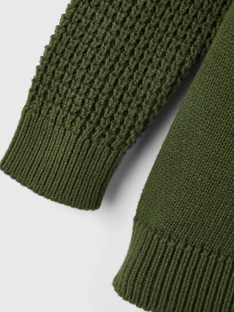 Boy's Losalle Long Sleeve Knit Cardigan-Rifle Green-Sleeve View