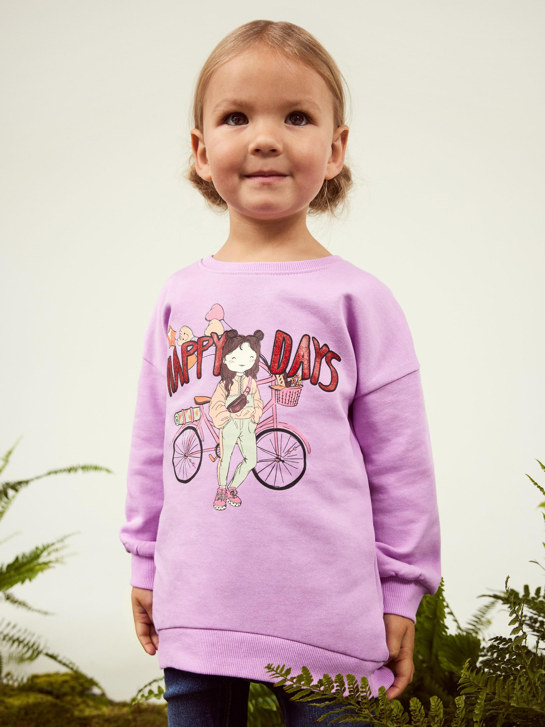 Girl's Kirsten Sweat Tunic - Violet Tulle-Model Front View