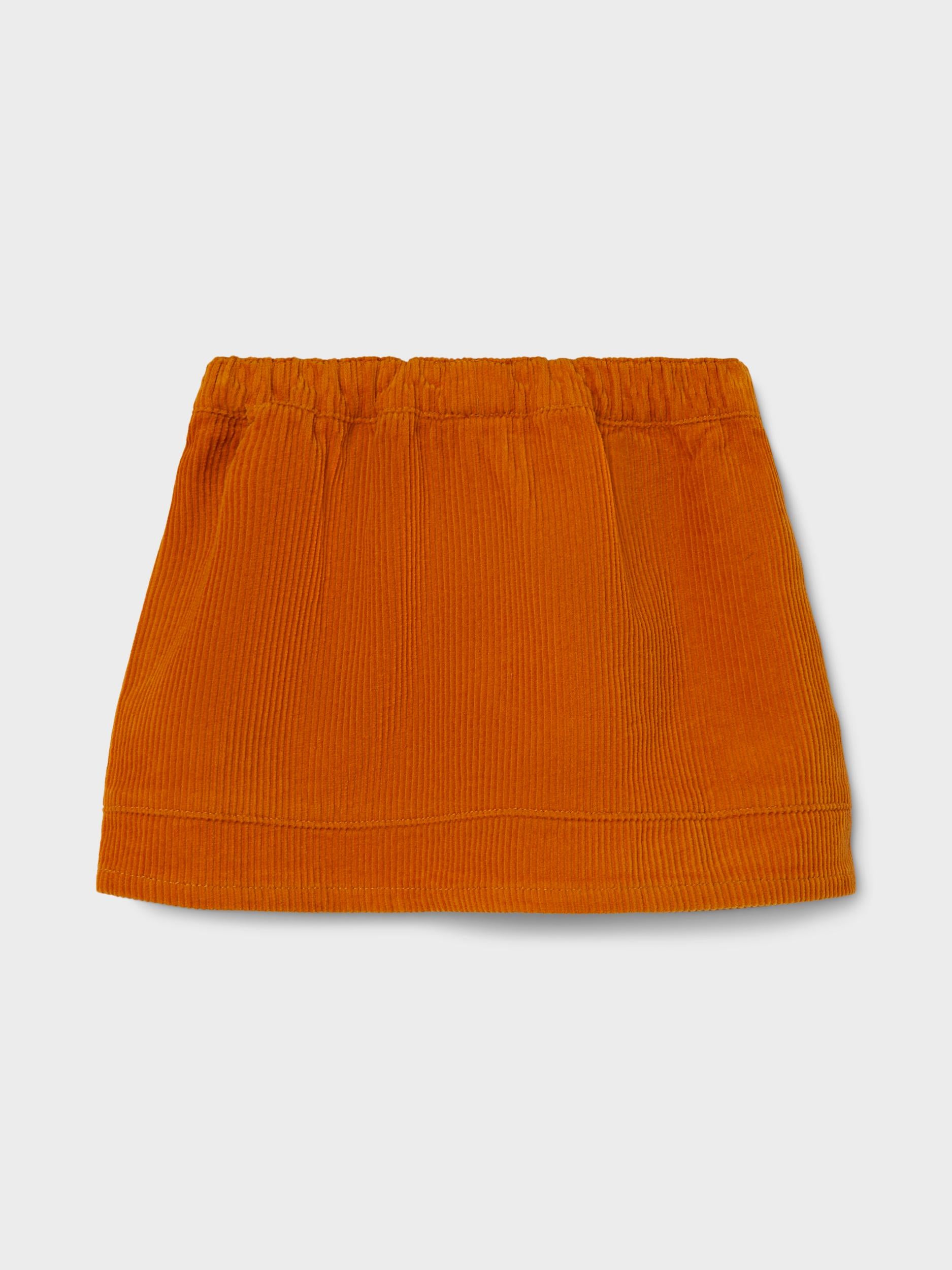 NAME IT Mia Loose Cord Short Skirt - Inca Gold Inca Gold model front view