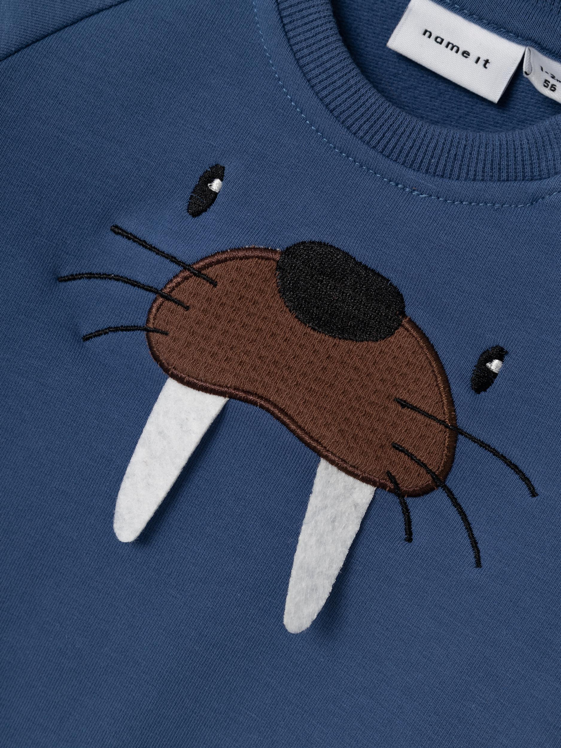 NAME IT Solar Long Sleeve Sweat-Bijou Blue Bijou Blue model front view