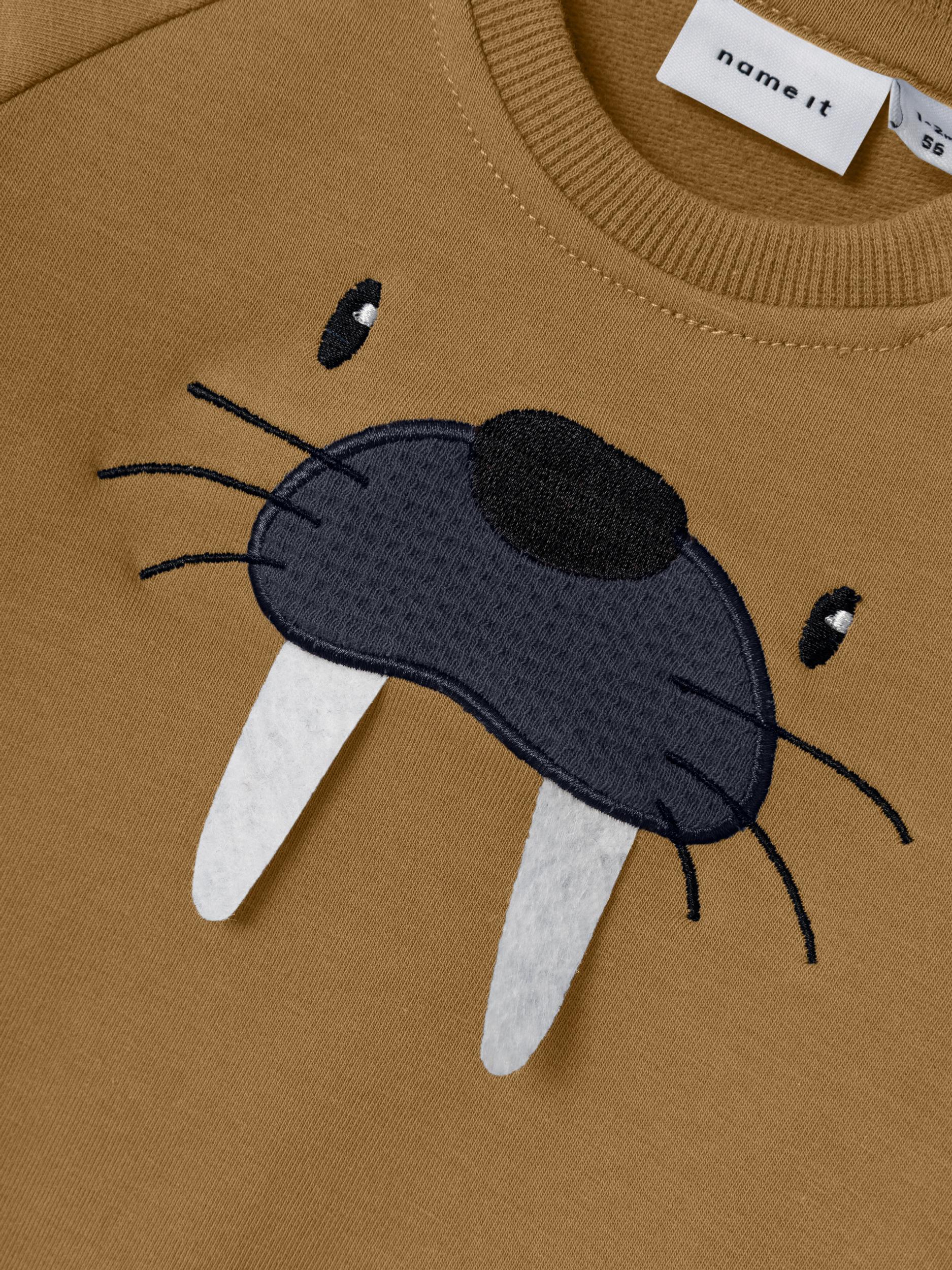Boy's Solar Long Sleeve Sweat-Bone Brown-Close Up View