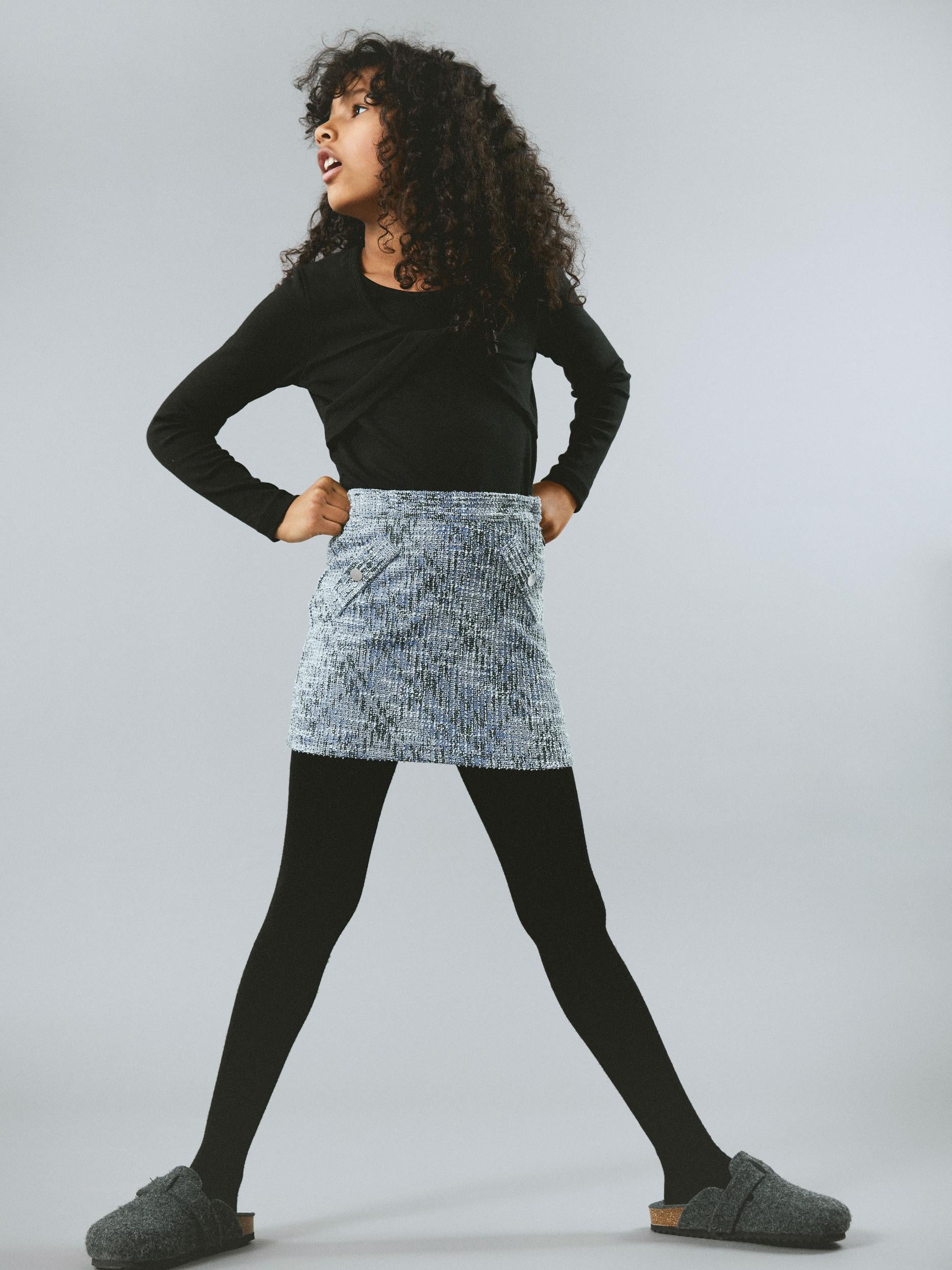 Girl's Siyar Skirt-Velvet Morning-Model Front View