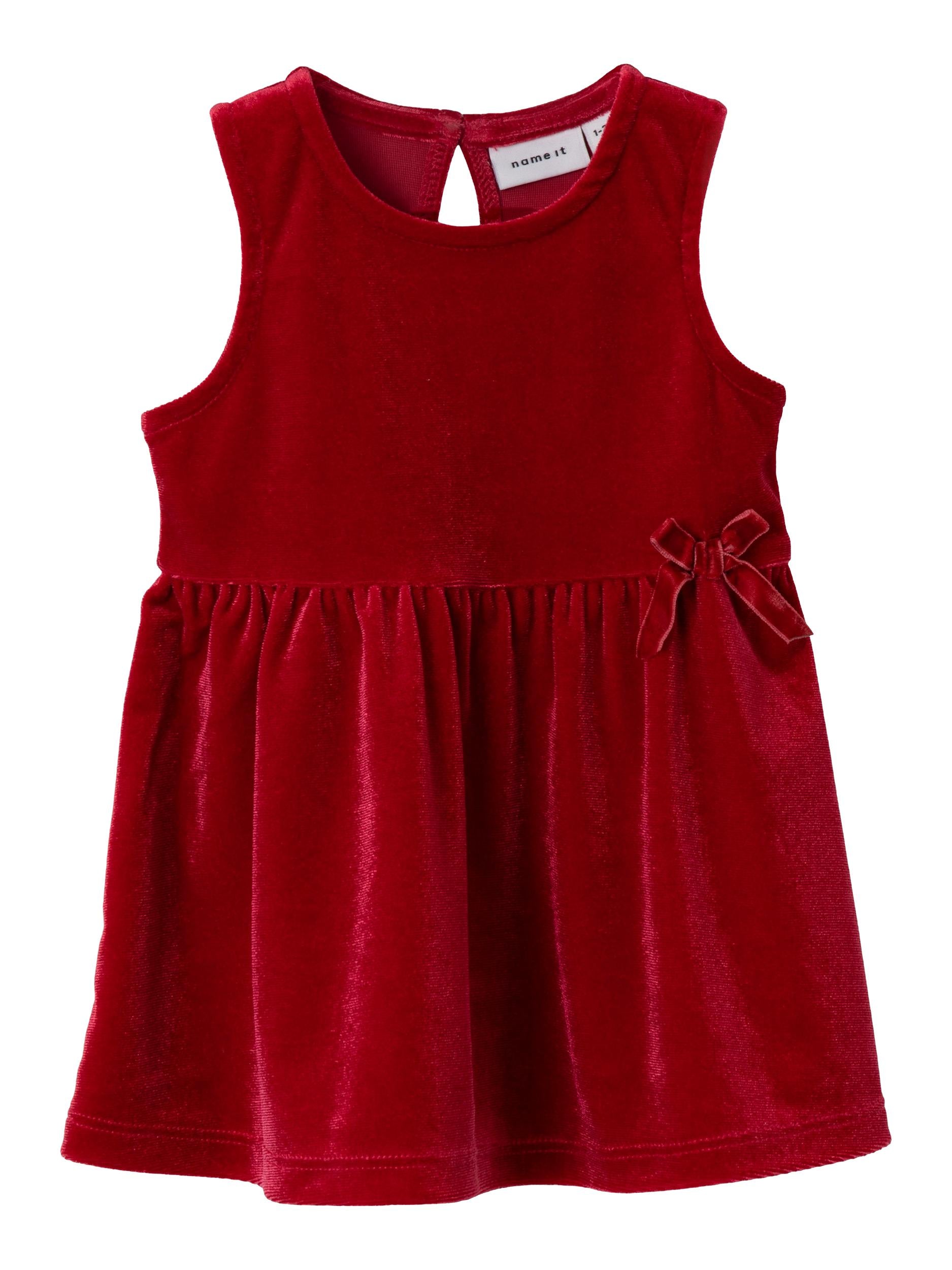 Girl's Revel Velvet Dress-Jester Red-Front View