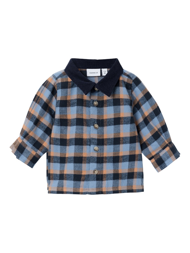 NAME IT Newborn Kesimon Long Sleeve Shirt-Coronet Blue Coronet Blue front view