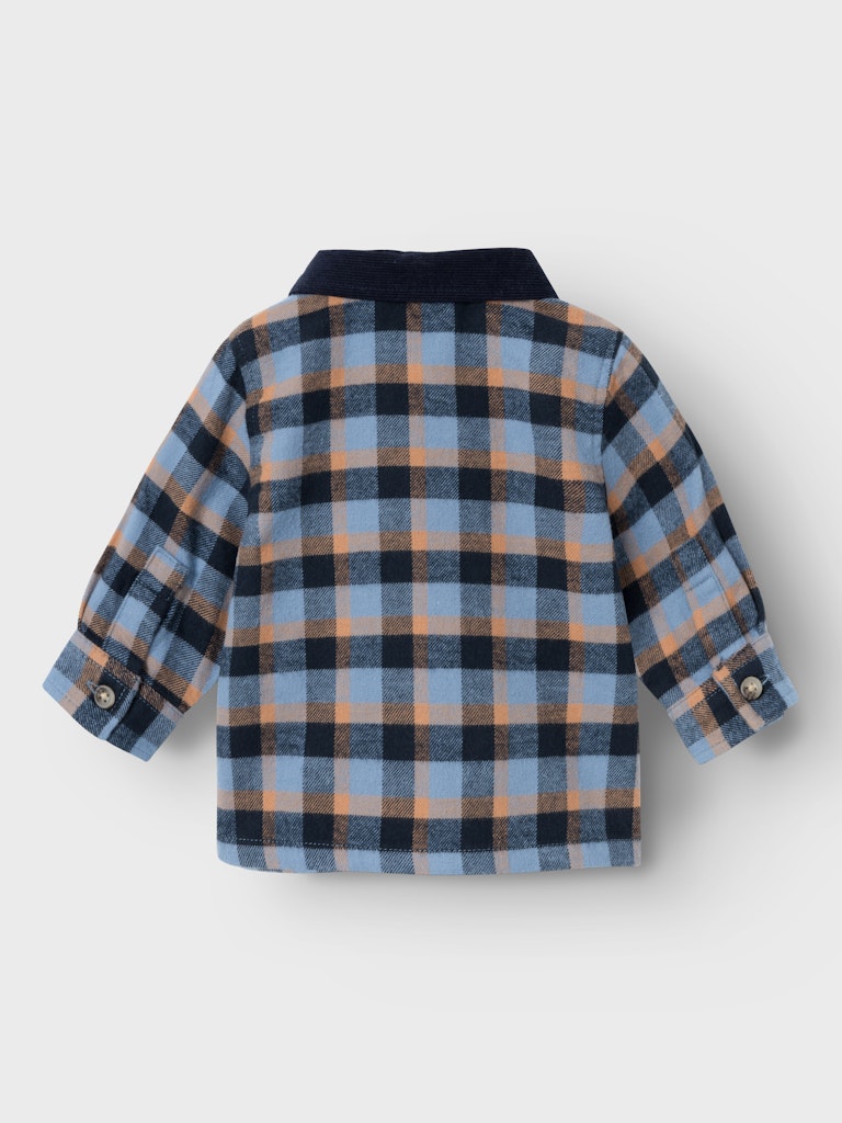 NAME IT Newborn Kesimon Long Sleeve Shirt-Coronet Blue Coronet Blue model front view