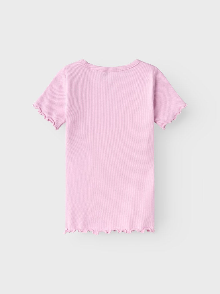 NAME IT Katte Short Sleeve Top-Pastel Lavender Pastel Lavender model front view