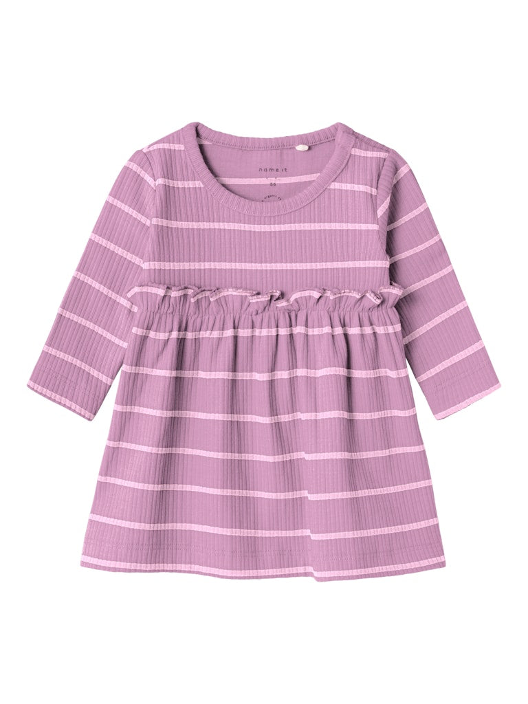 NAME IT Kianna Long Sleeve Dress-Pastel Lavender Pastel Lavender front view