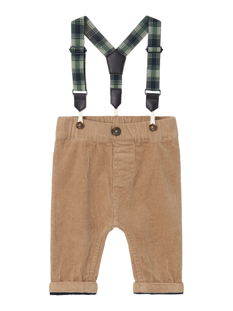 NAME IT Ben U Shape Cord Pants 8200-Weathered Teak Weathered Teak front view