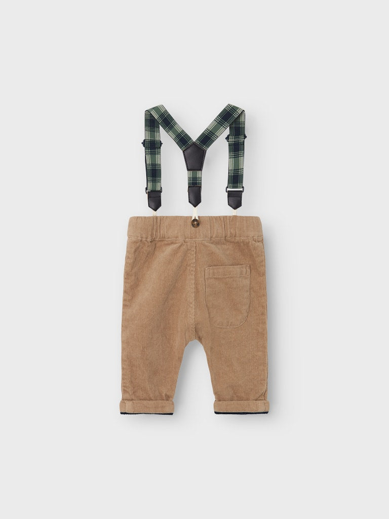 NAME IT Ben U Shape Cord Pants 8200-Weathered Teak Weathered Teak model front view