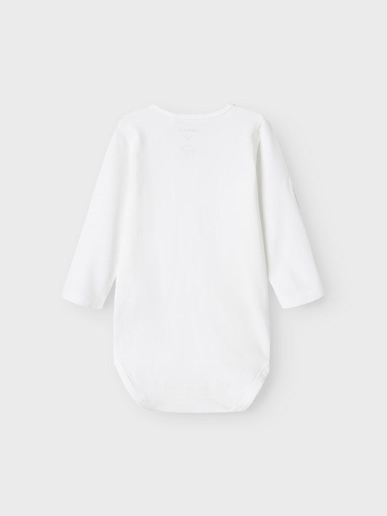NAME IT Roxo Bodysuit-Bright White/Grey Bright White/Grey model front view