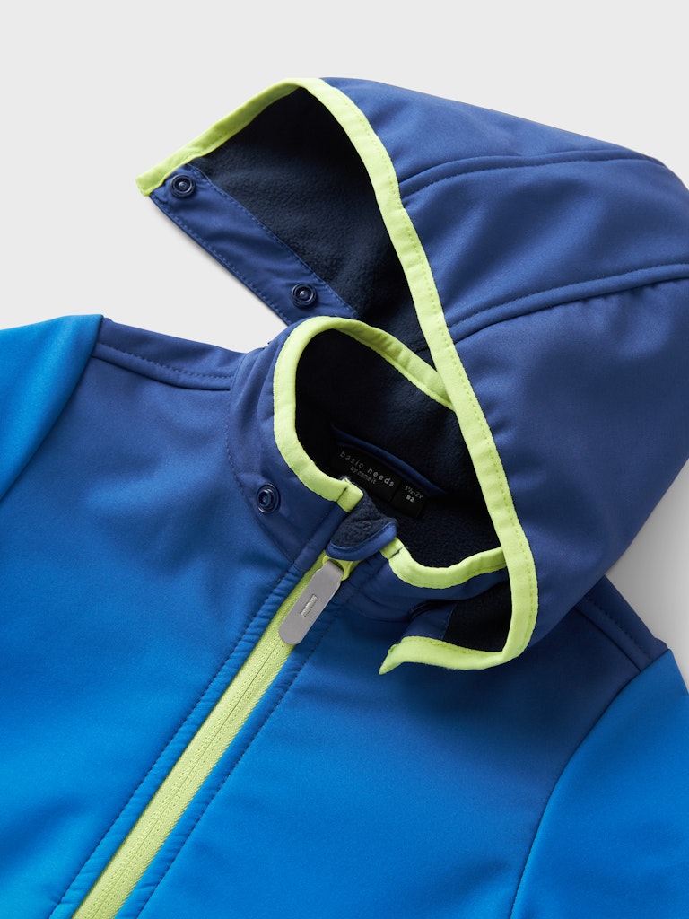 Malta Softshell Dipdye Azure Blue Boys Jacket-Hood view