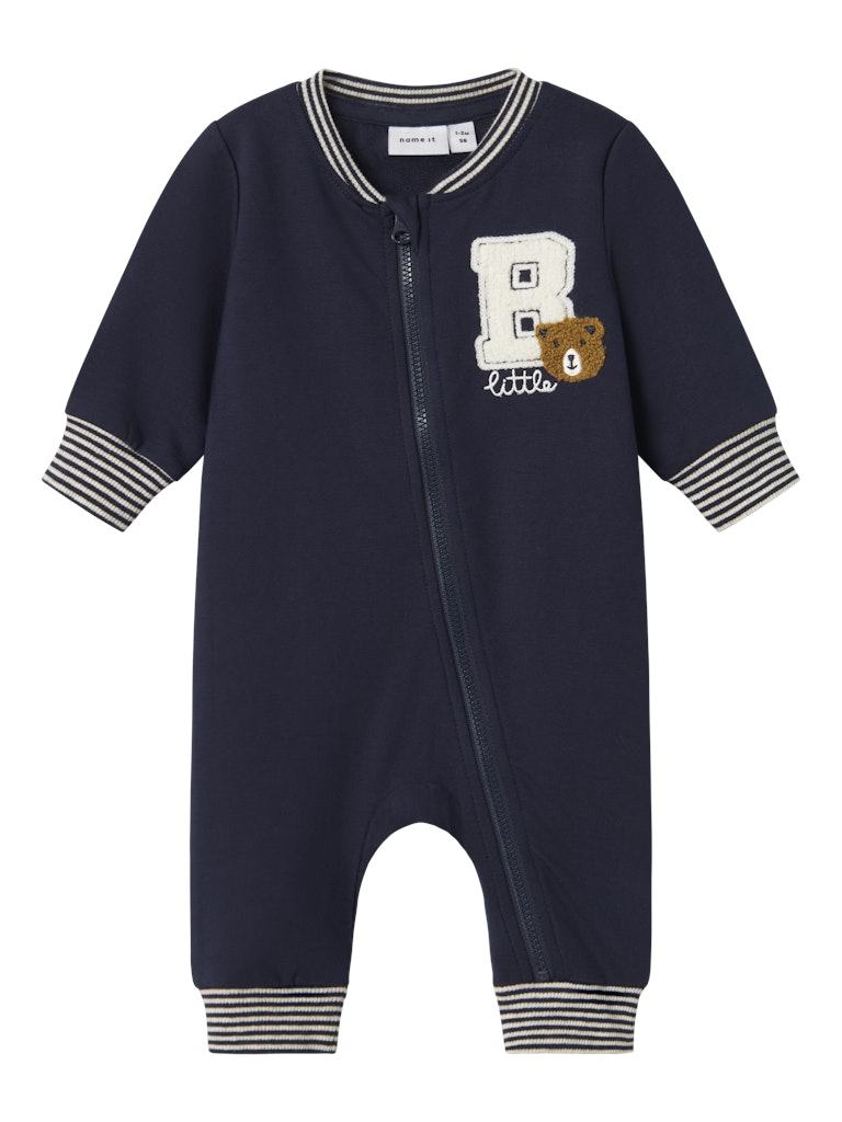 Newborn Boy's Kiddy Long Sleeve Sweat Suit-Navy Blazer-Front View