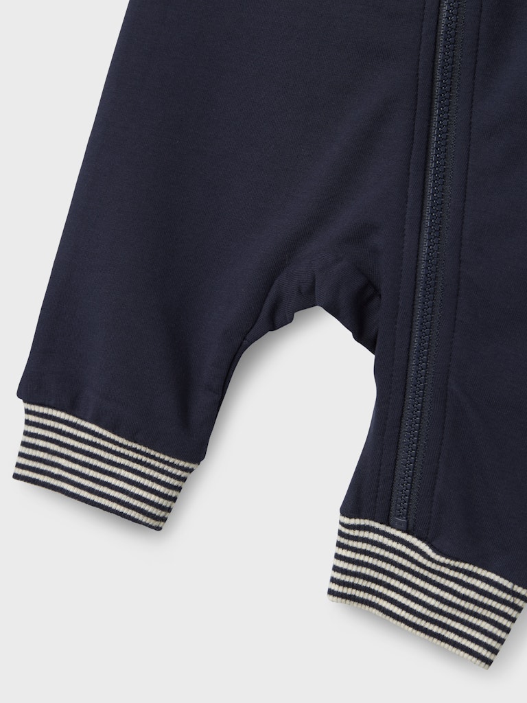 Newborn Boy's Kiddy Long Sleeve Sweat Suit-Navy Blazer-Leg View