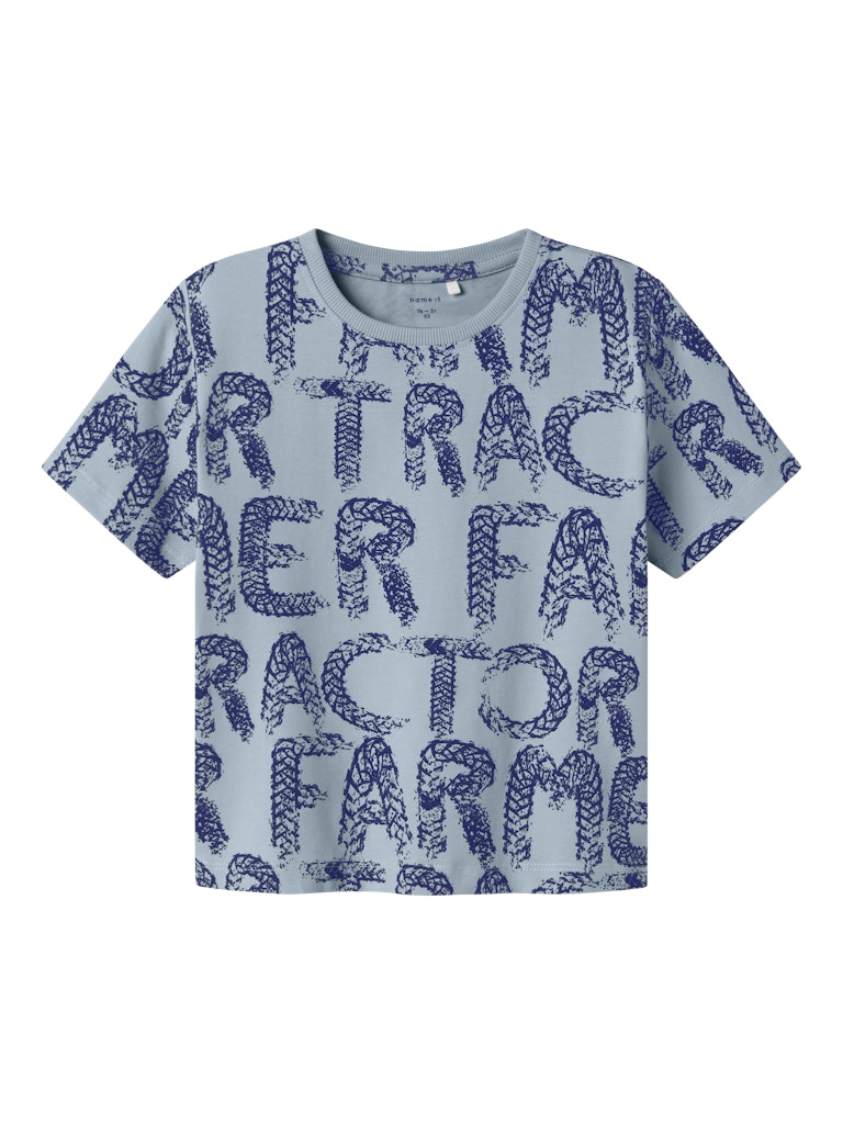 NAME IT Leander Short Sleeve Top Dusty Blue model front view