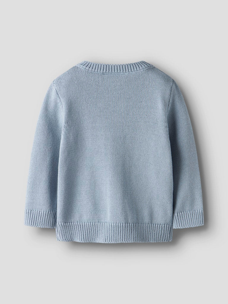 NAME IT Lional Long Sleeve Knit Cardigan Dusty Blue back view