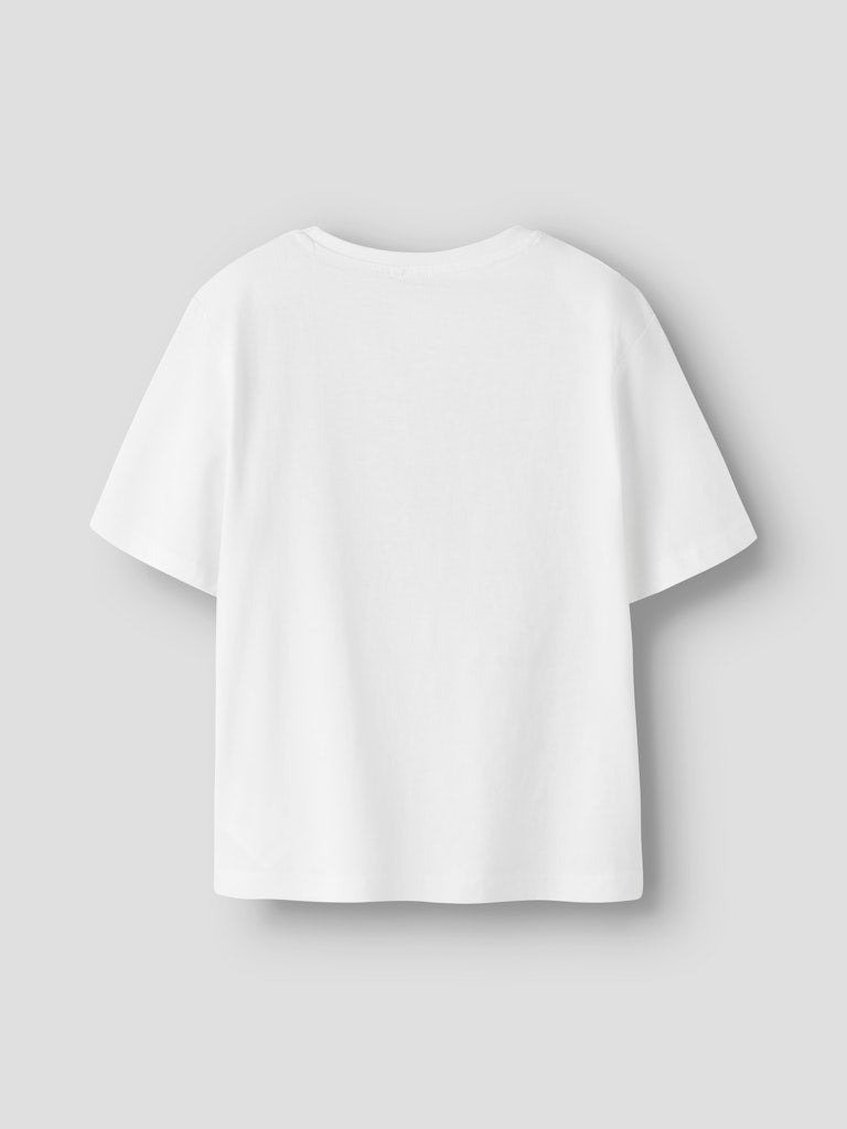 White t-shirt on a light gray background-Back view