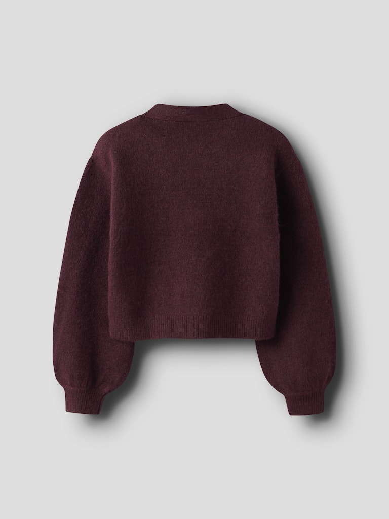 Rina Long Sleeve Knit Cardigan-Burgundy-Back View