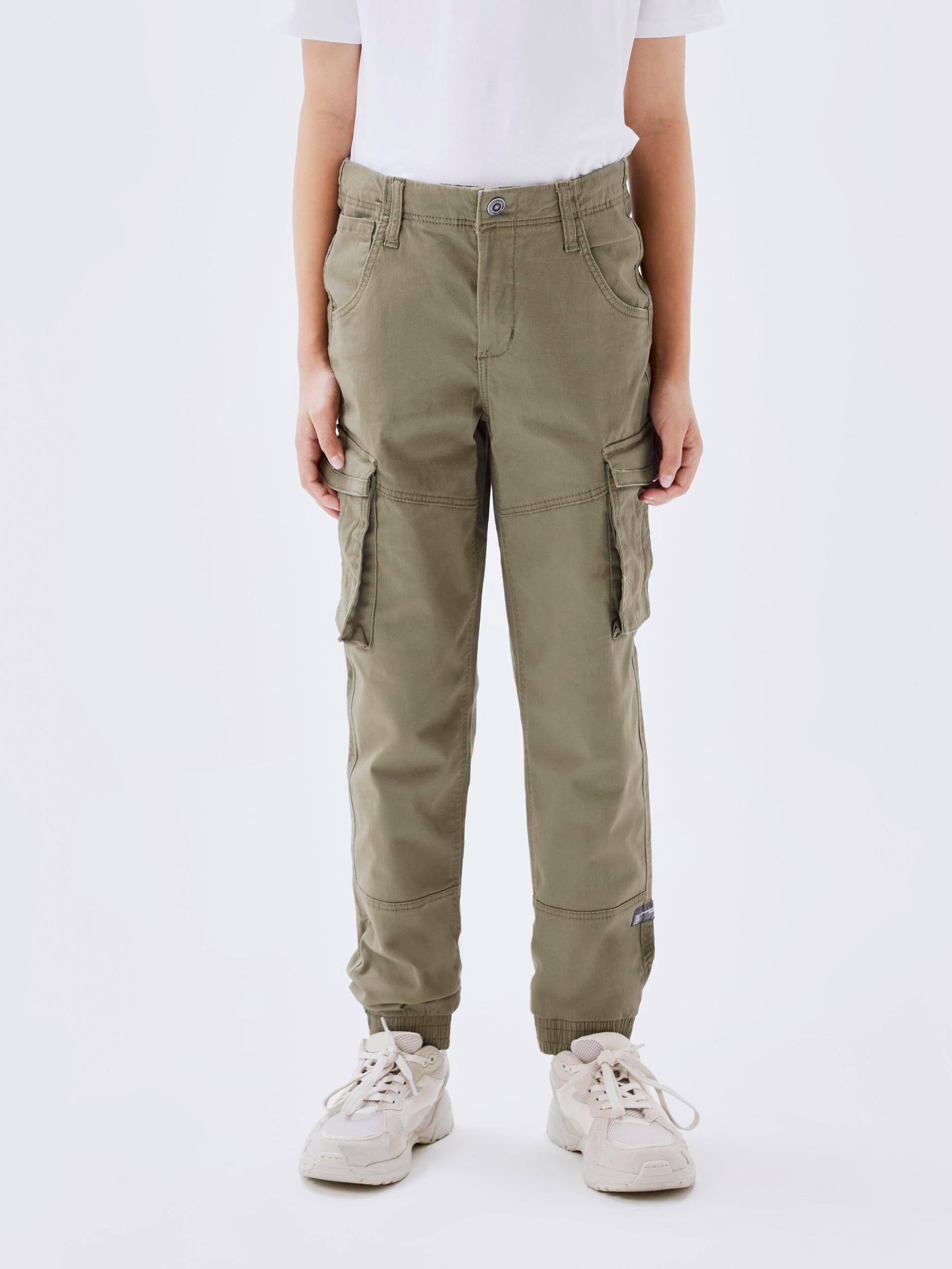 Boy's Ryan Cargo Twill Pant 2222-Deep Lichen Green-Model Front View