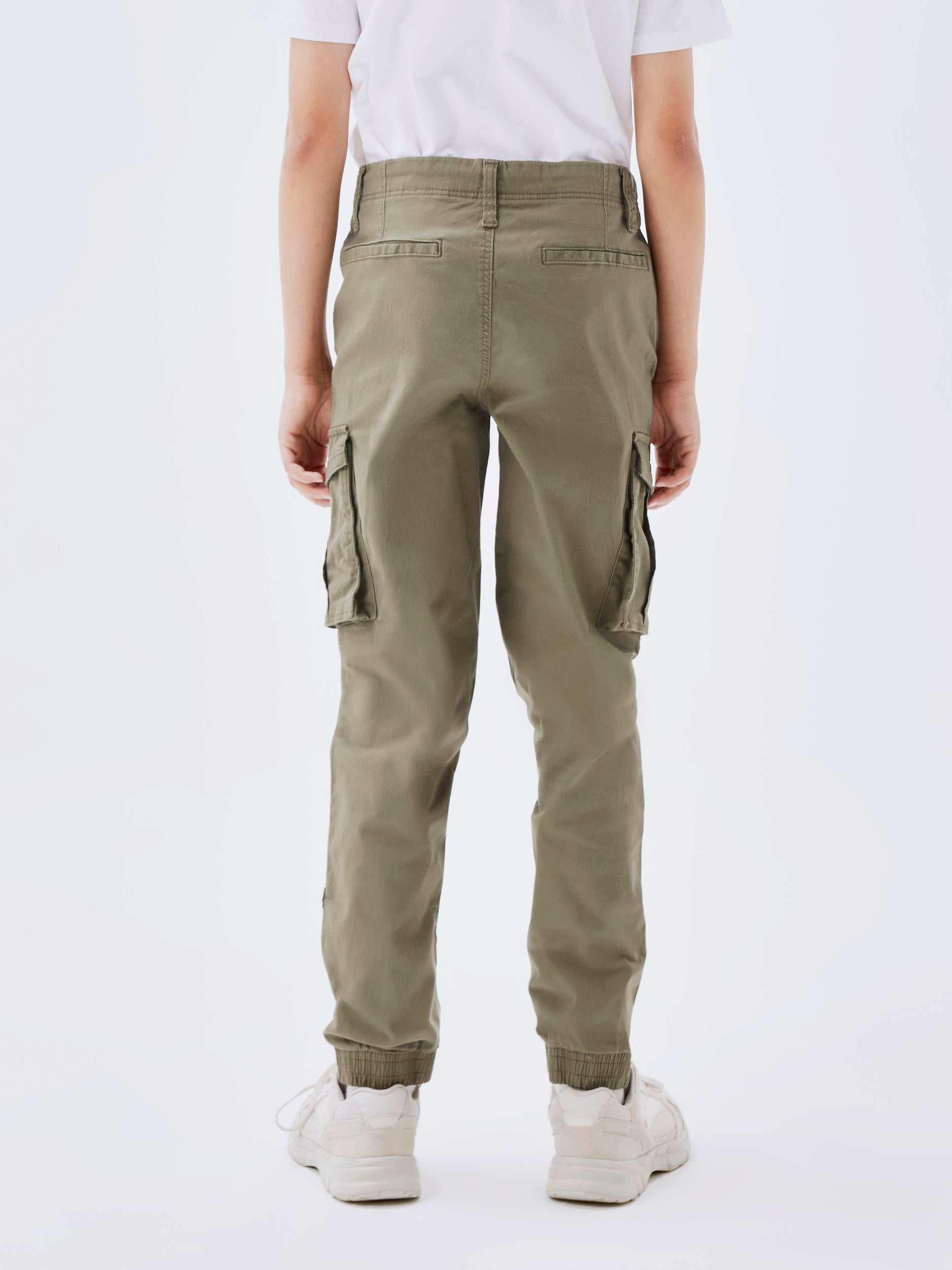 NAME IT Ryan Cargo Twill Pant 2222-Deep Lichen Green Deep Lichen Green model front view