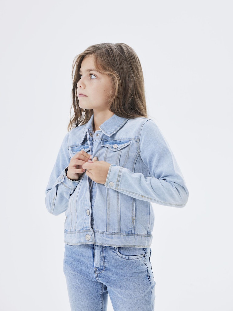Girl's Star Denim Jacket 2210-Light Blue Denim-Side View