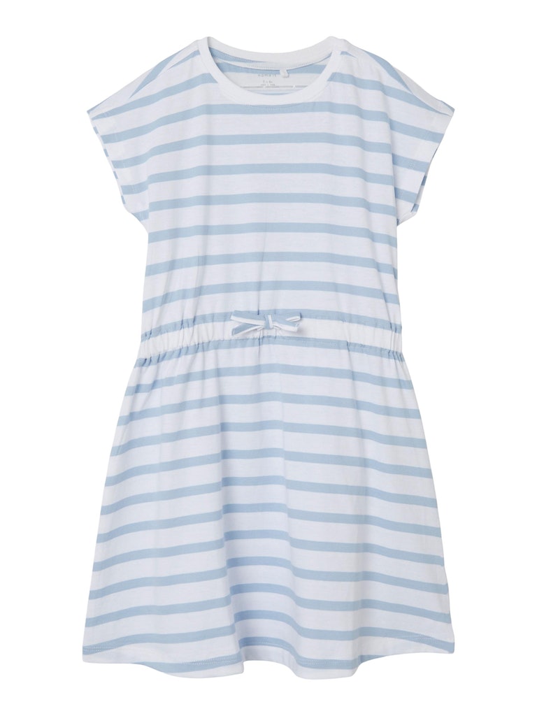Girl's Mie Short Sleeve Dress-Chambray Blue-Front View