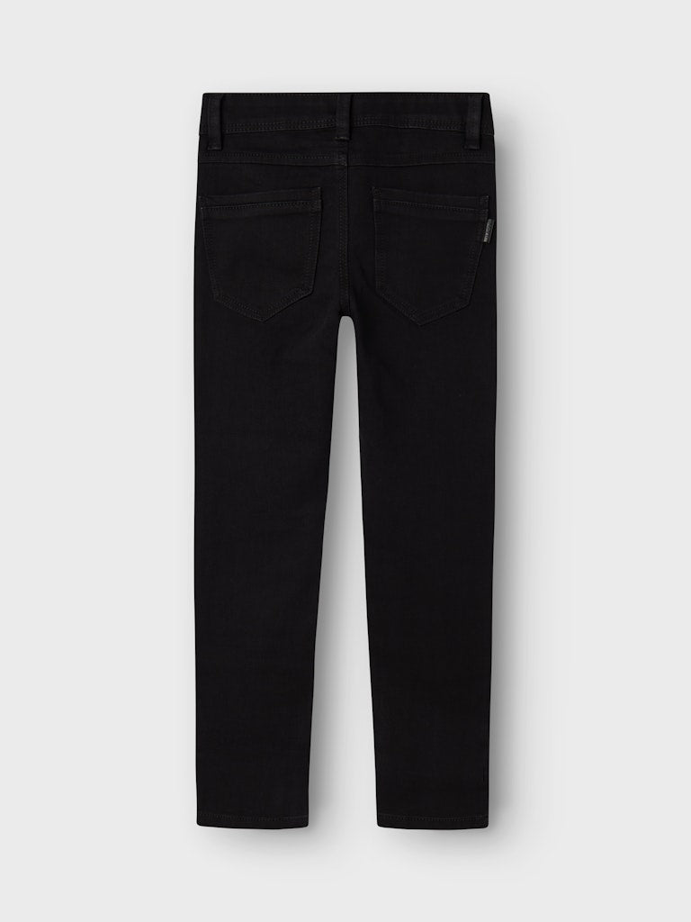 NAME IT Silas Black Slim Jeans Black model front view