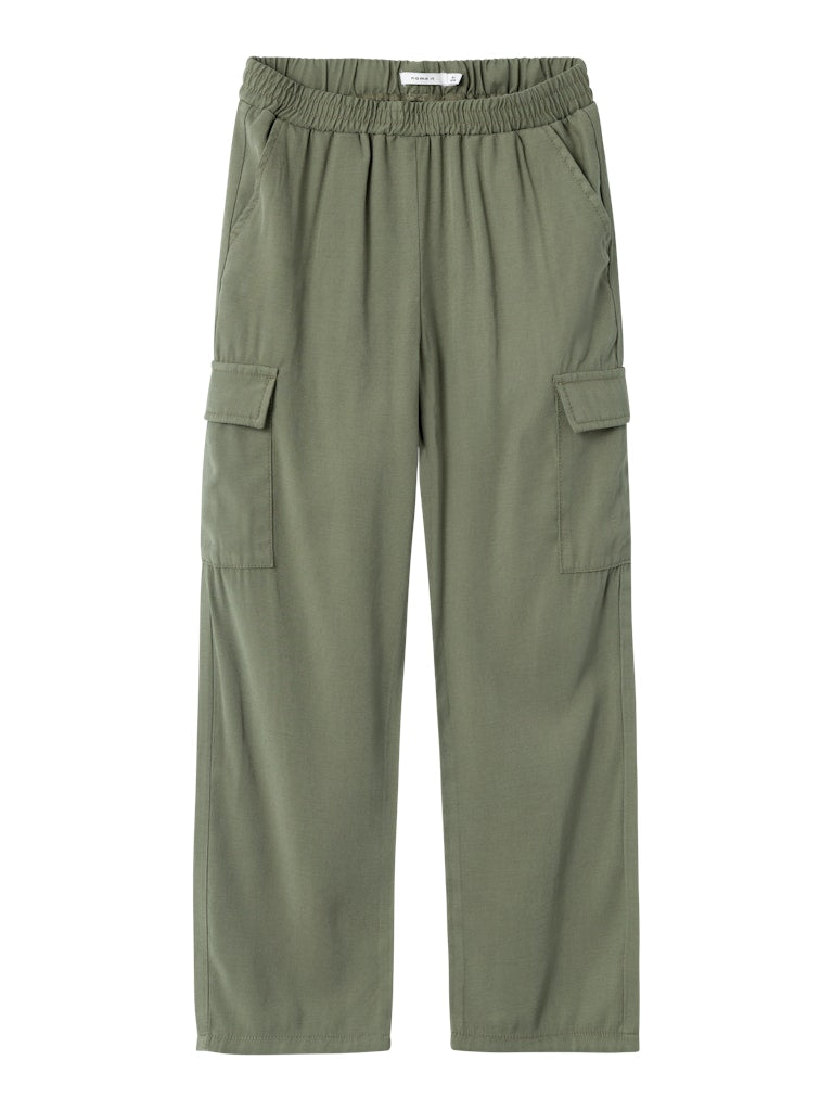 NAME IT Bella Green Cargo Pants Deep Lichen Green detail view