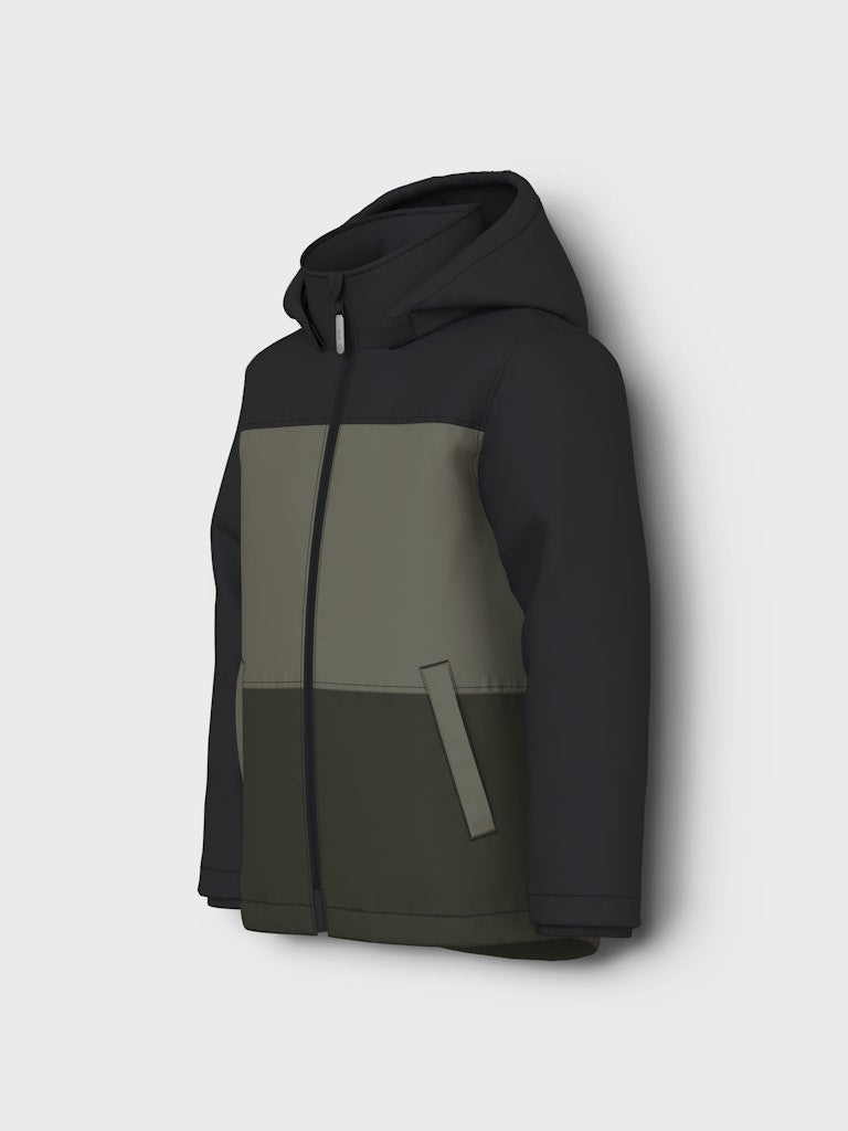 NAME IT Max Jacket Block-Dusty Olive Dusty Olive model front view