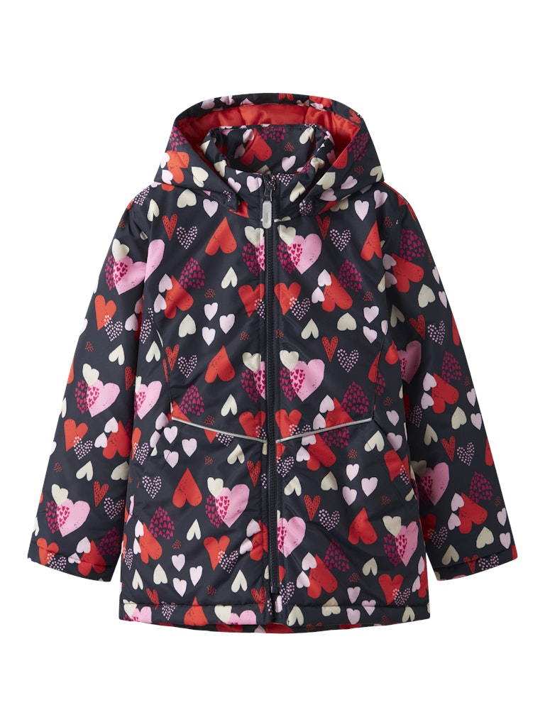 Maxi Kid Girl Love Heart Jacket - Dark Sapphire/Red-Front View