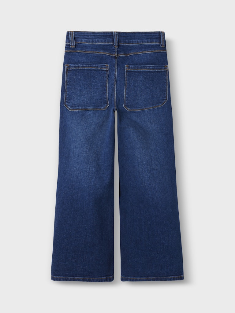 NAME IT Polly Wide Leg Jeans-Dark Blue Denim Dark Blue Denim model front view