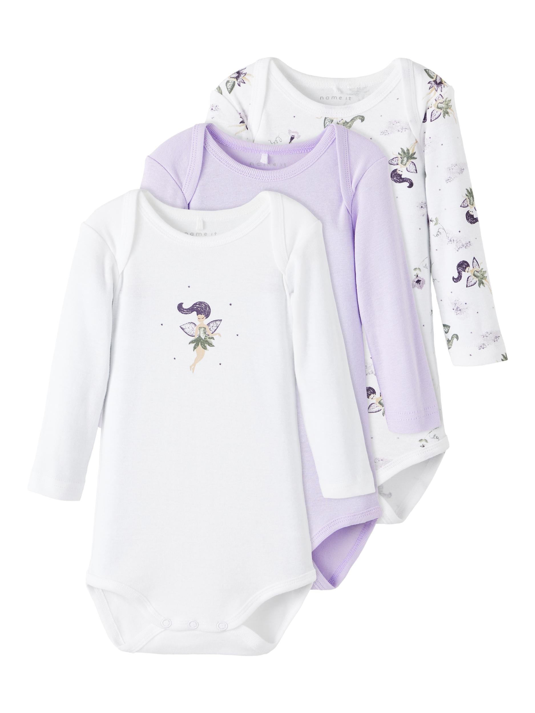 Girl's 3 Pack Long Sleeve Orchid Petal Fairy Body-3 Pack View