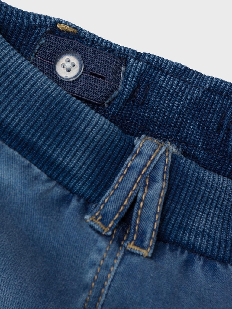 Boy's Ben Baggy Denim Shorts 8610-Medium Blue Denim-Waist View
