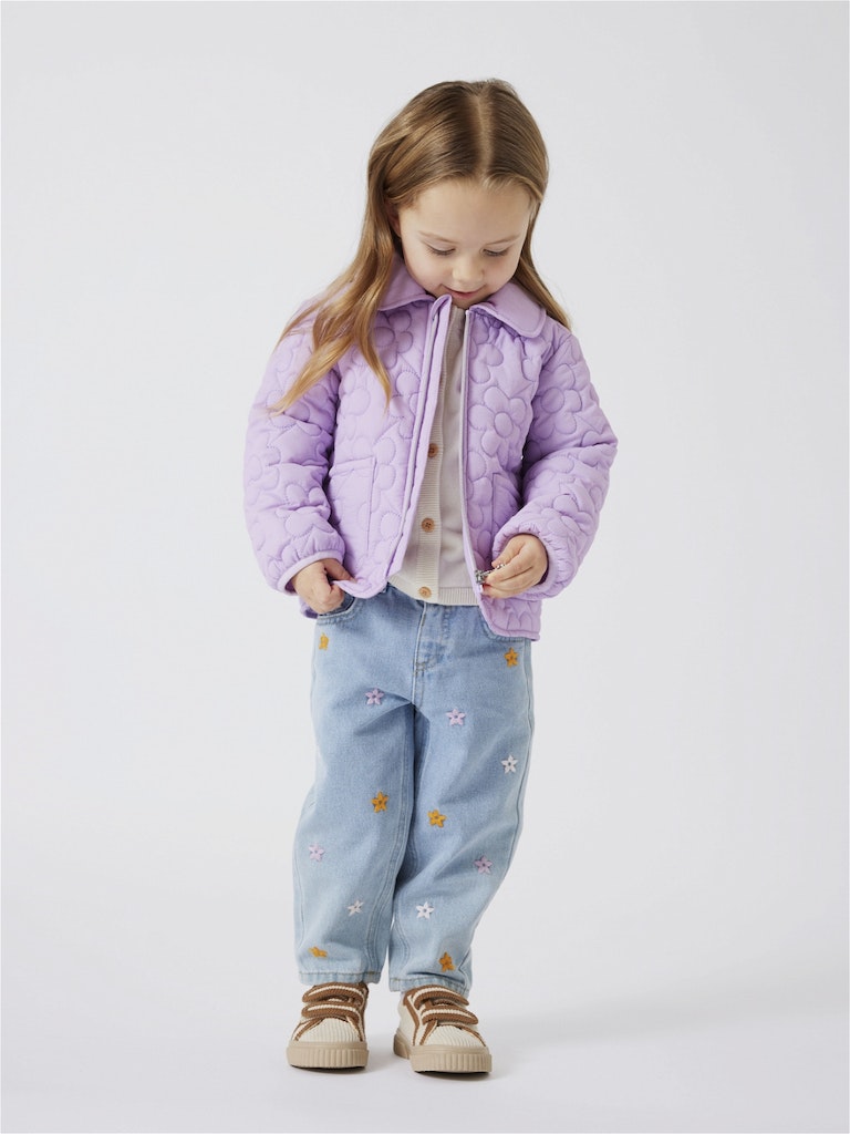 Girl's Mower Quilted Jacket-Orchid Bloom-Model Full Front View
