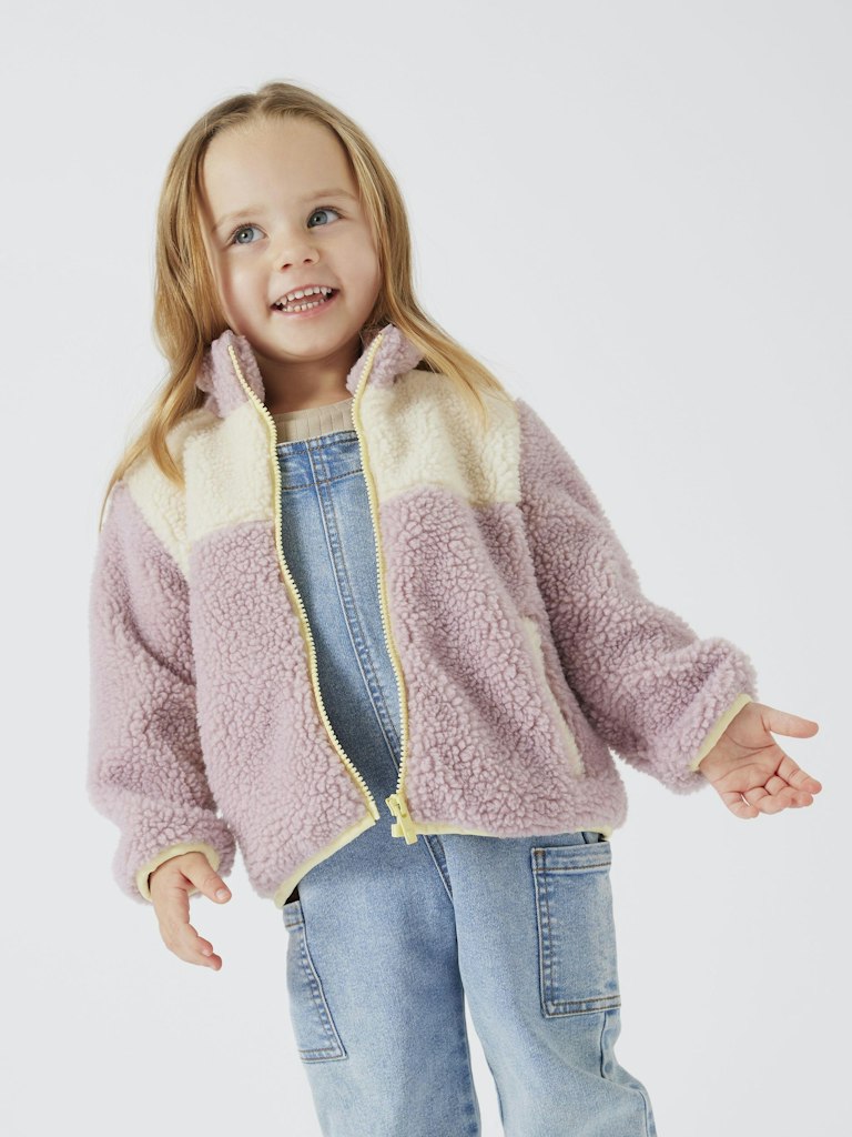 Girl's Melo Teddy Jacket-Burnished Lilac-Model Front View