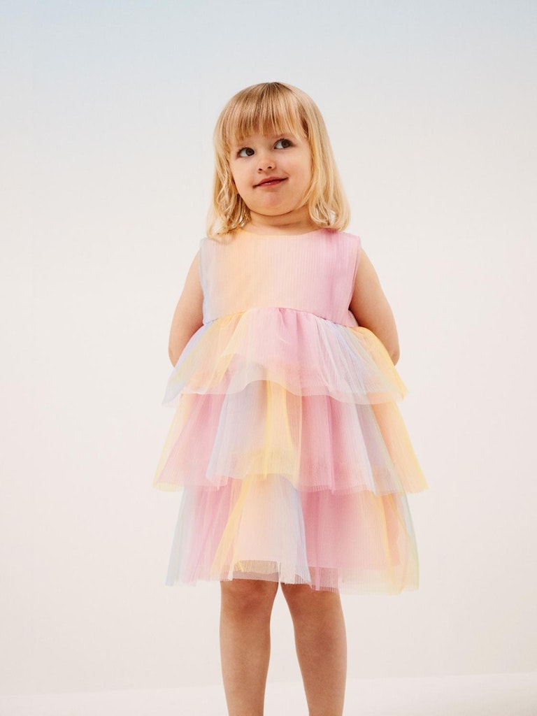 Girl's Famille Spencer Dress-Cashmere Rose-Model Front View