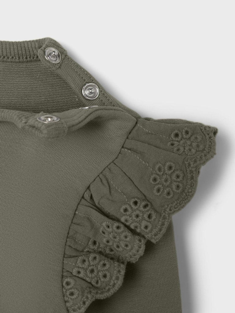 NAME IT Babett Long Sleeve Sweat-Dusty Olive Dusty Olive detail view