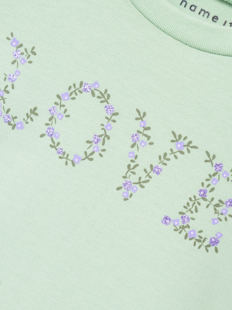 Girl's Jass Short Sleeve Top-Silt Green-Close Up View